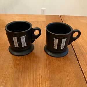 Anthropologie Black Monogram Mugs